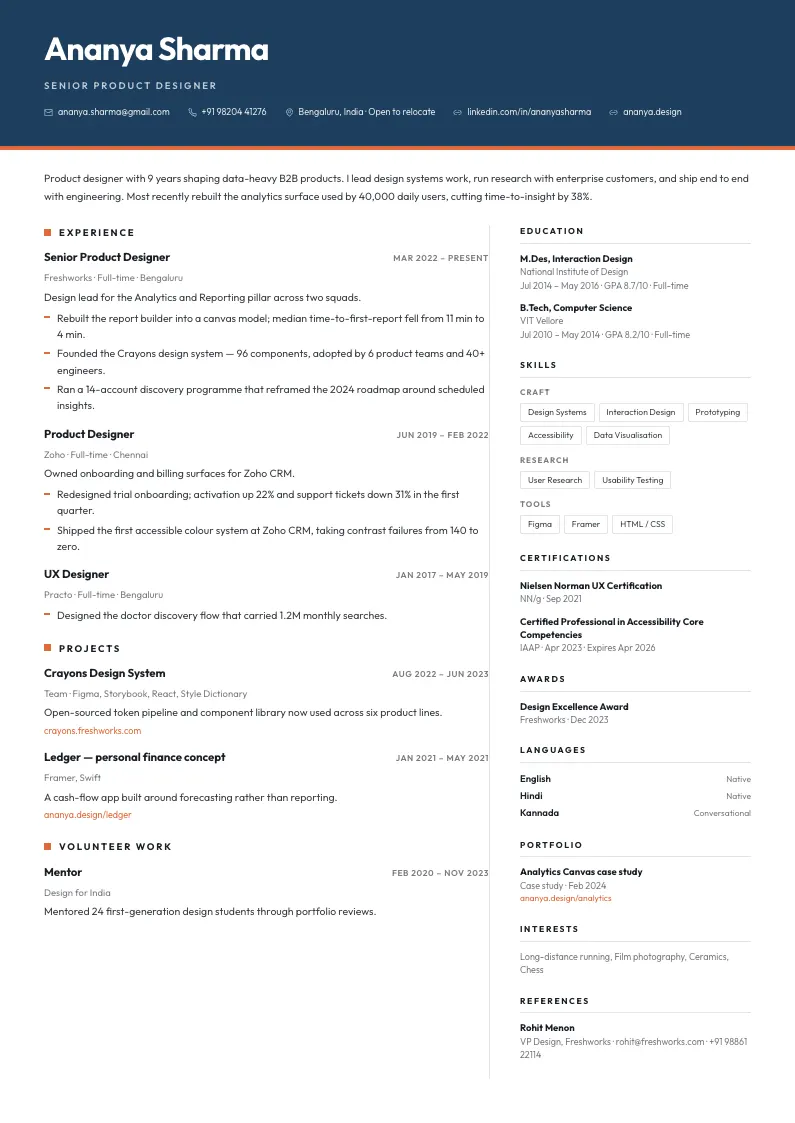 Ember resume template