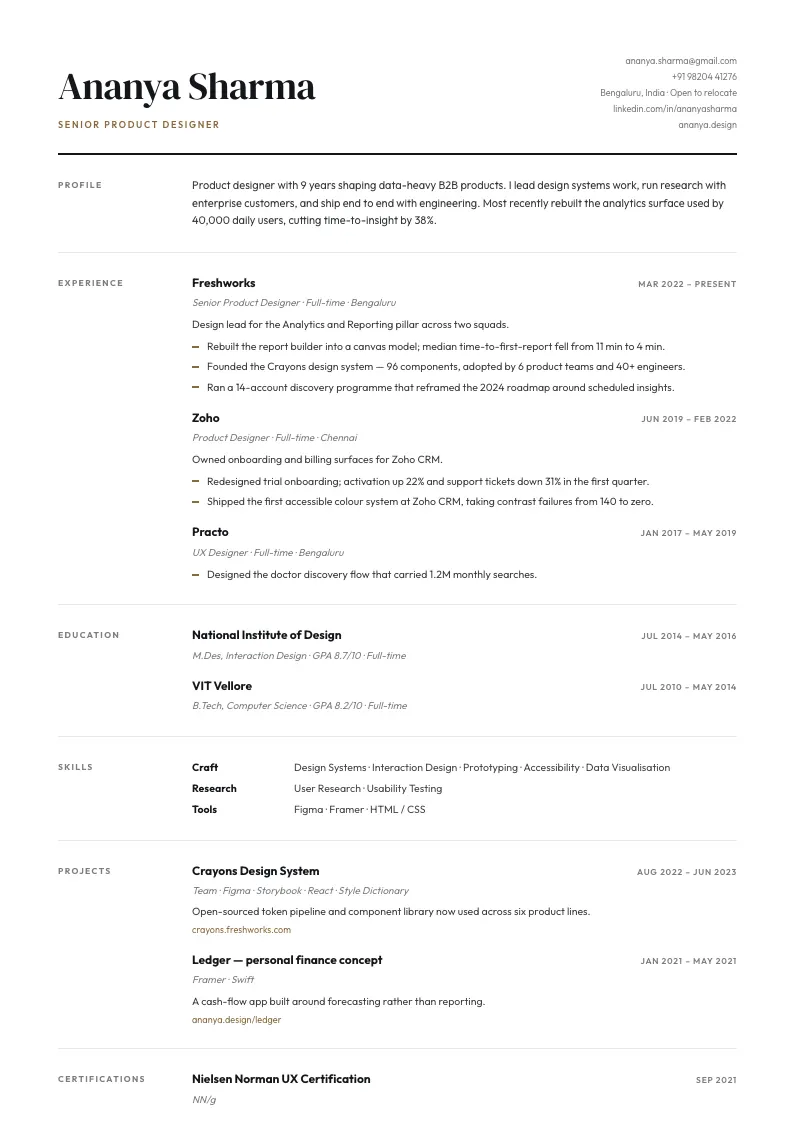 Onyx resume template