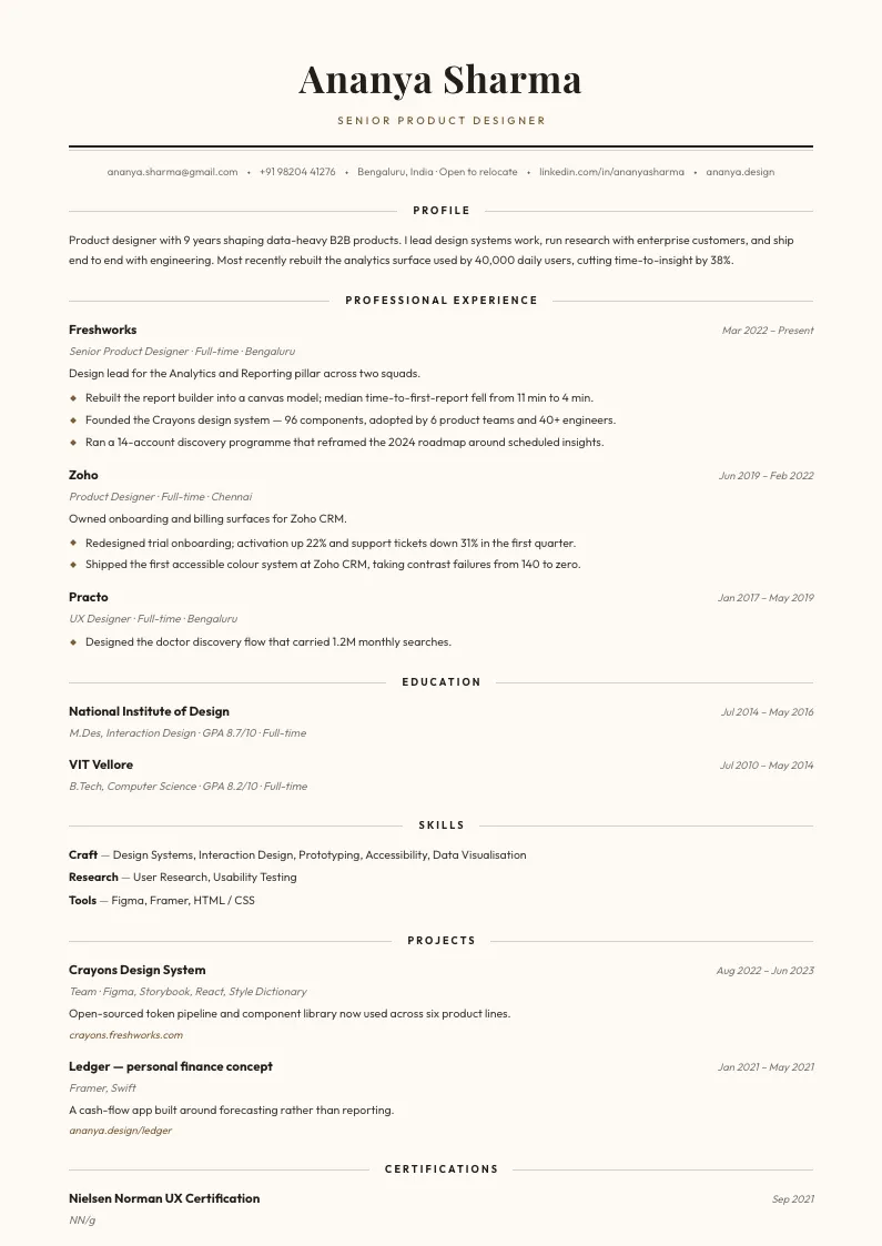 Vellum resume template